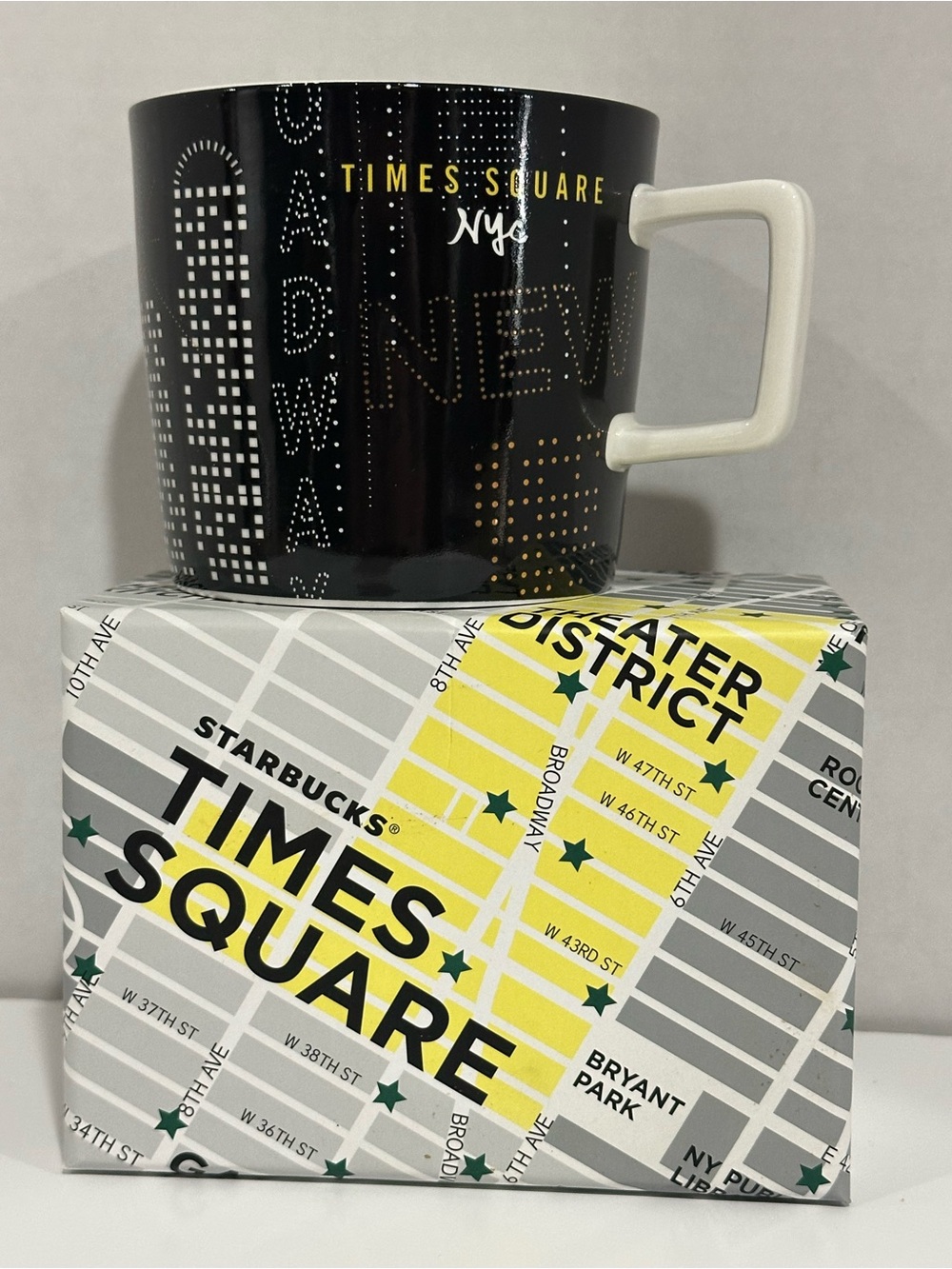 Starbucks Black, White & Yellow Times Square Ceramic Mug